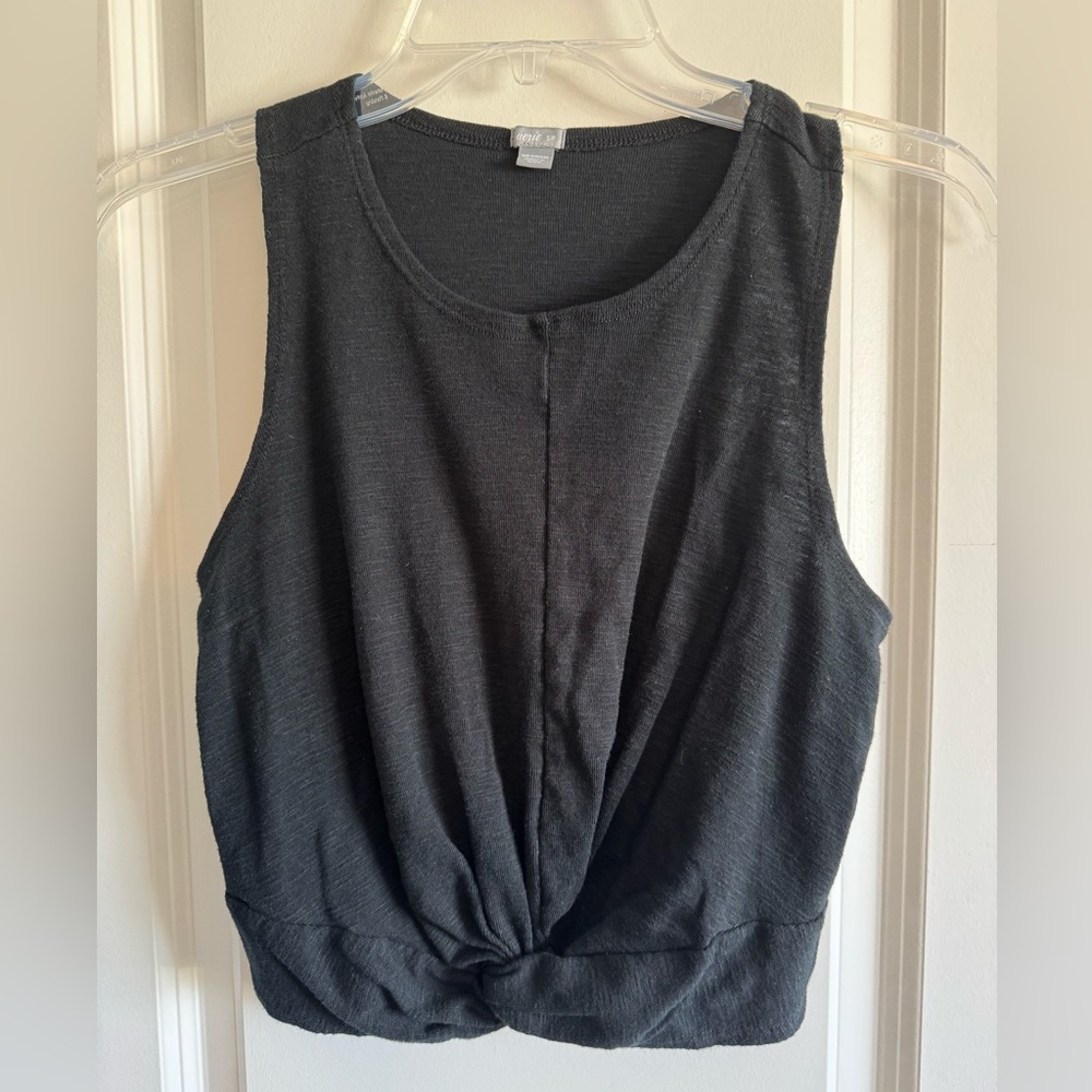Aerie Black Twist Front Tank Top